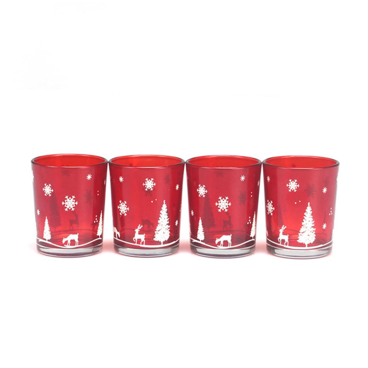 TOPBATHY 8 Piezas Taza De Vela con Tema De Navidad Centro De Mesa con Velas Vela Votiva De Navidad Ornamento del Candelero del Festival Portavelas Candelita Receptor De Goteo De Vidrio