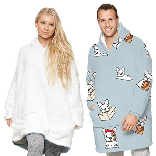 1 Stück Winterdecke Hoodie Wearable Übergroße Plüsch-Decke Mit Kapuze-Sweatshirt-Karikatur-Druck-Oberteil Mit Warmer Fronttasche (Color : A3)
