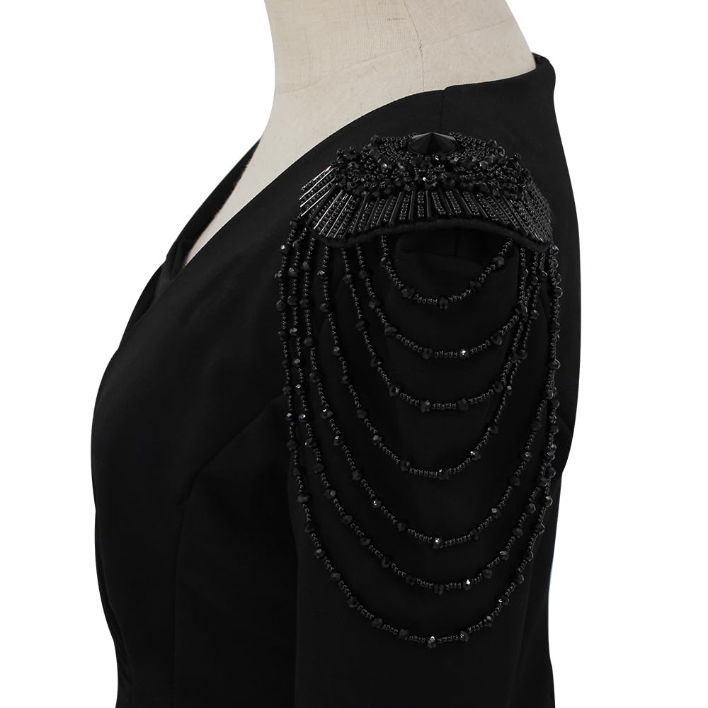 2 Spalline Decorative Con Perline E Frange - Nero, Per Abiti E Costumi - Foto 5