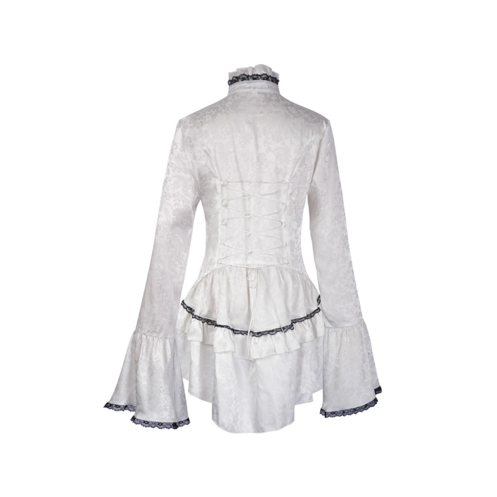 Blusa victoriana de manga larga para mujer, camisa gótica renacentista, vintage, top de encaje con botones, disfraz de fiesta, steampunk, volantes, camisa elegante, esmoquin, blusas irregulares