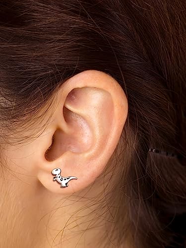 925 Sterling Silver Children's Dinosaur Stud Earrings2