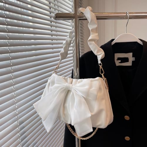 QWINEE Bow Shaped Square Bag Ruched Purse Handbags Ladies Shoulder Underarm Totes Bag Evening Bag Clutch3