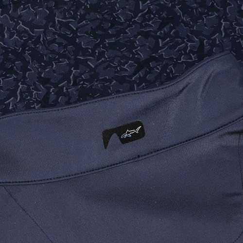 Greg Norman Shiver Shark Print Warp-Knit 1/4 Zip Navy Outerwear Men L4