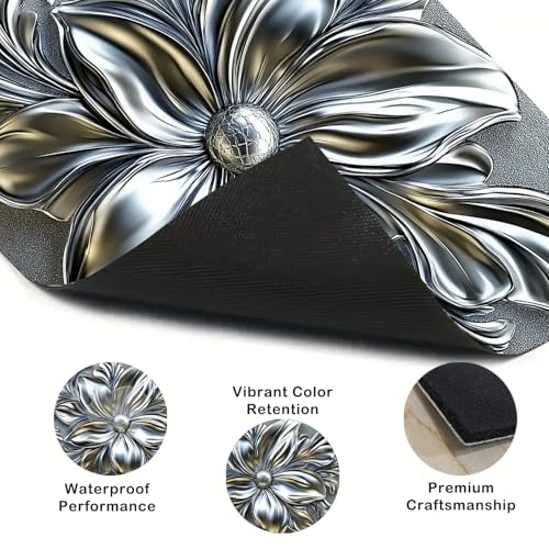 Image of Nuxovilar Silver Floral Stove Cover Diatom Mud 20.47x28.34 In