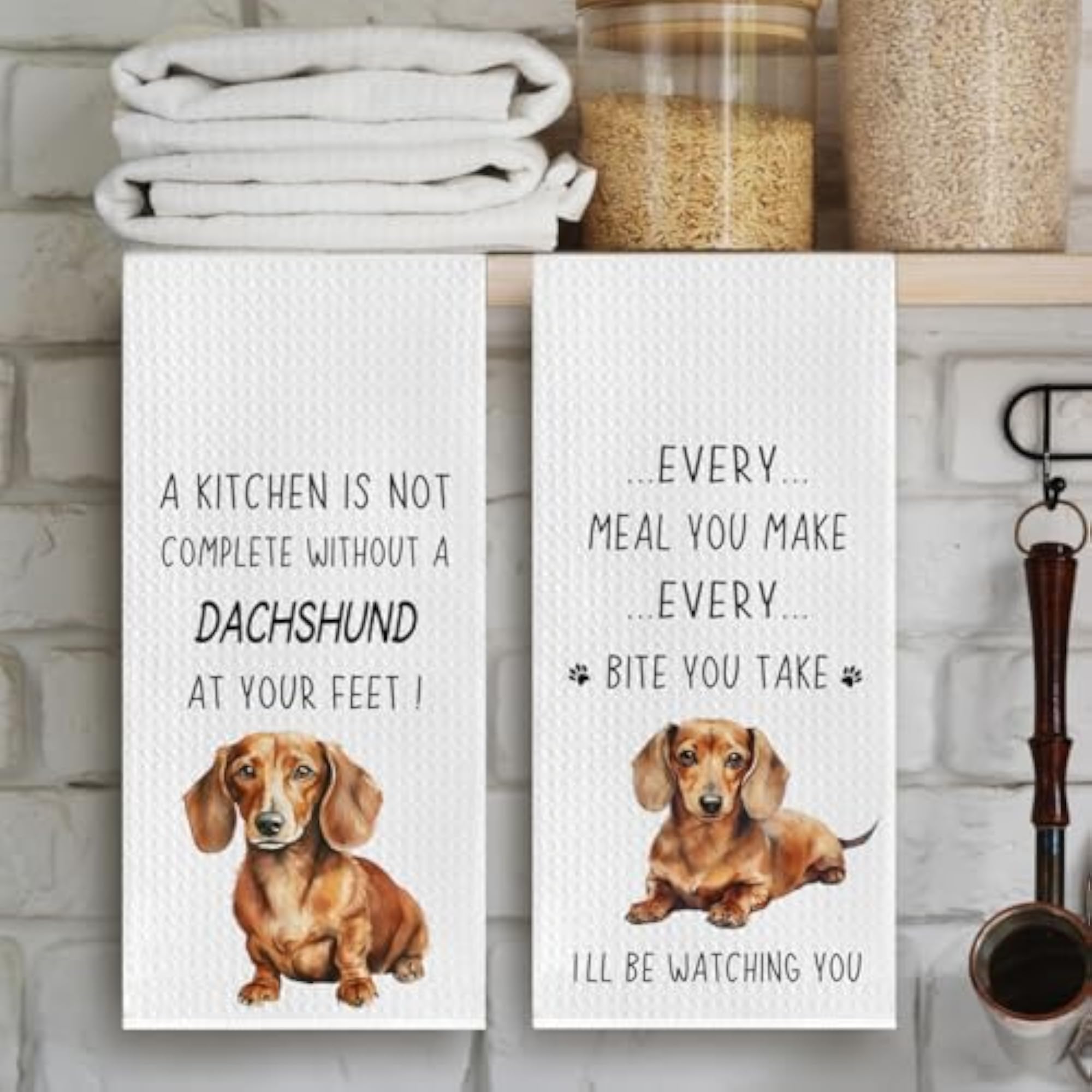 Funny Dachshund Kitchen Towels, Set of 2