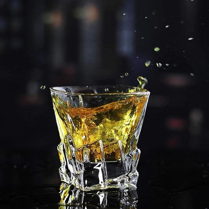 Image of PrimeWorld Whiskey Glass Set of 6 - 300ml | Premium Crystal-Clear Tumblers for Whiskey, Scotch, Bourbon, Cocktails & Spirits | Lead-Free, Heavy Base Old-Fashioned Glasses for Home Bar & Gifting