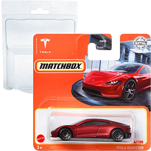 Friki Monkey Matchbox Tesla Roadster 4/100 (Mattel HGK95) 2022 Short Card + Blister & Card Protector Pack