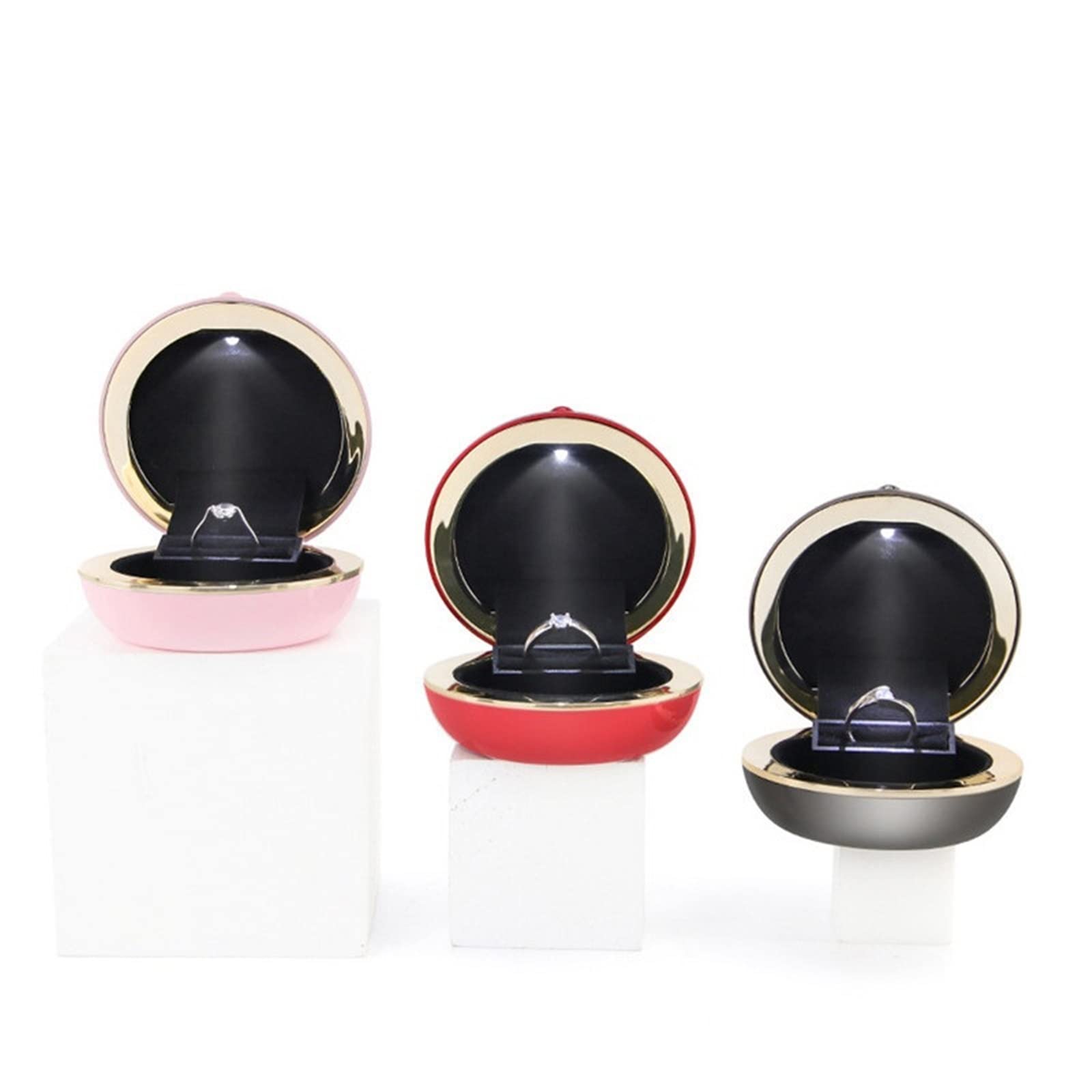 TIIDY Travel Jewelry Cas Lantern Jewel Box Carmine Type Craft Ring Box Jewelry Display Box Jewelry Ring Box (Color : Black)
