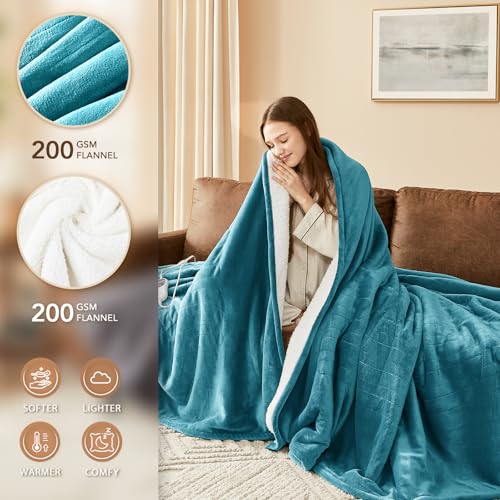 Image of Homemate Electric Heated Blanket Full - 72 inchx84 inch Heating Bed Blankets Throw with 10 Heating Levels 8 Hours Auto Off Fast Heating Over-Heated Protection Ultra Soft Warm Flannel ETL Certified