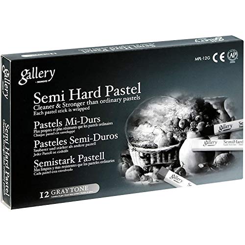 Mungyo Gallery Semi-Hard Pastels Cardboard Box Set Of 12 - Greys #TOP1