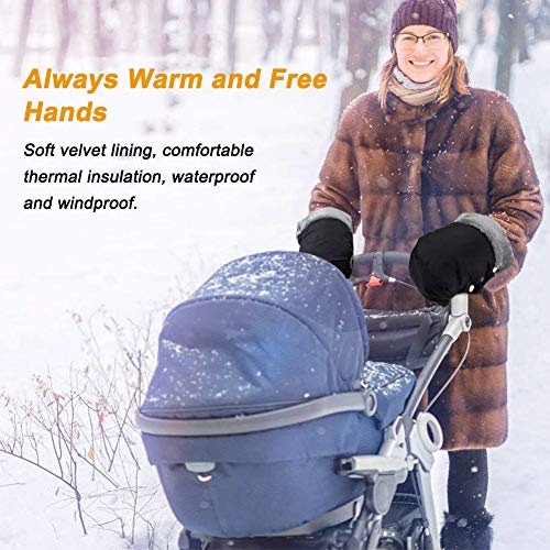 Kinderwagen Handwärmer, Lzfitpot Kinderwagen Handschuhe Handmuff mit Fleece Innenseite, Super Warm & Weich Kinderwagenmuff, Wasserdicht, Winddicht, Universalgröße für Kinderwagen Buggy, Radanhänger