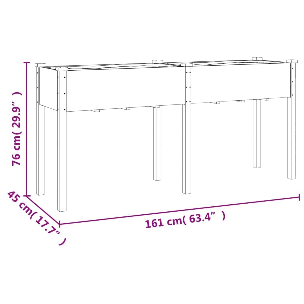 Ogrodnik z litego drewna Jodła 161x45x76 cm | Z wkładką, otworami drenażowymi, na balkon lub do ogrodu