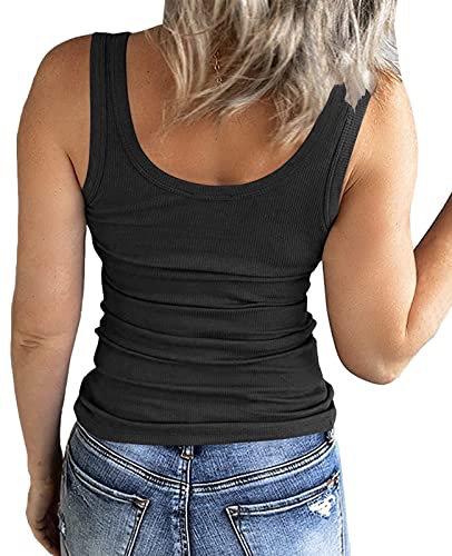 GEMBERA Women's Sleeveless Scoop Neck Ribbed Tank Tops Fitted Basic Cami Tee Shirts2