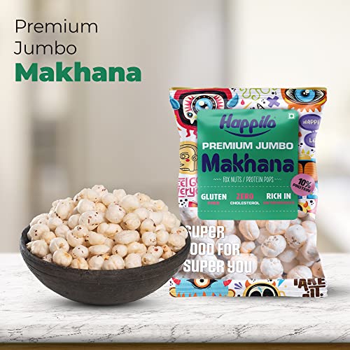 Image of Happilo Premium Jumbo Fox Nuts (Phool Makhana) 200g (Pack of 2) | Lotus Seed Pops, Gorgon Nuts | Healthy Snacks | Low Calorie & Vegan