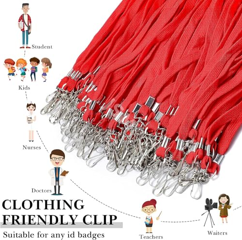 Image of Tubeless Flat Lanyard ID Badge Lanyards with Swivel J-Hook for ID Name Tags and Badge Holders