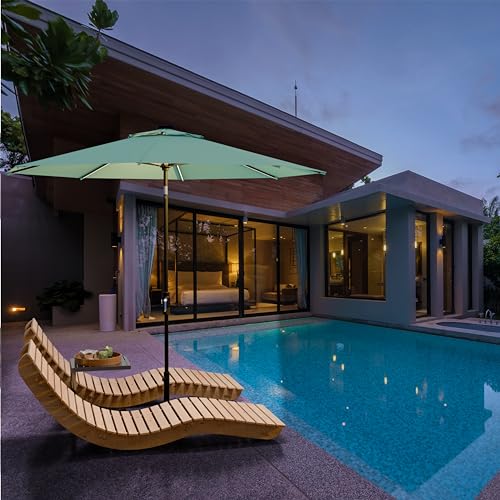 Image of Midtown Umbrellas LED Swilt - 9 Ft Solar LED Patio Umbrella, Seawater