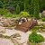 ZeHuoGe 3.3 FT Wooden Garden Bridge Arc Footbridge with Half-Wheel Style Railings & Solid Fir Construction
