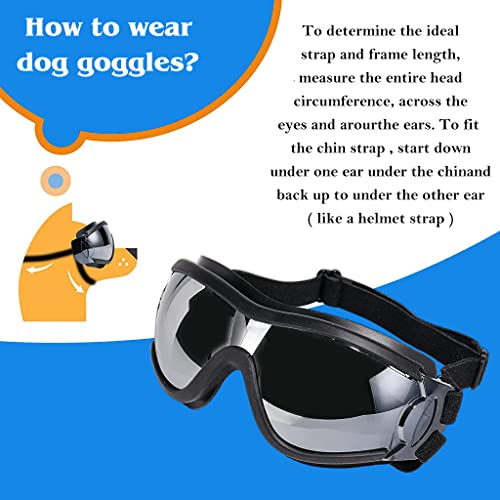 Image of Qpets Nylon Adjustable Dog Goggles Sunglasses For Outdoor Walking,Windproof Dustproof Goggle For Dogs Uv Protection Color Reflective Goggles For Medium Or Large Dog Fun Goggle For Dogs Black,1 Count