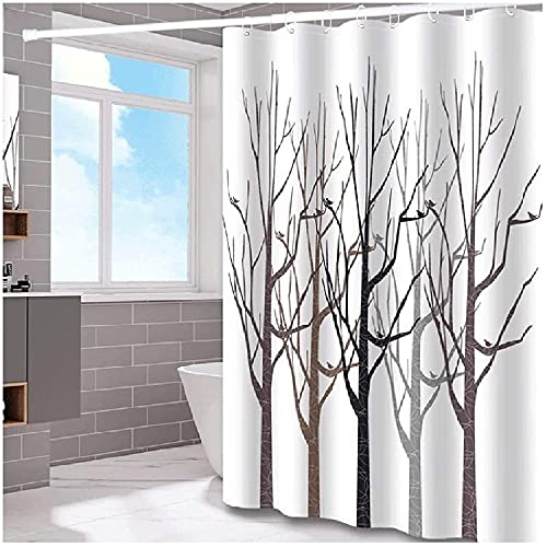 Rideau de douche imperméable simple tree en polyester lavable pour baignoire 240x200cm