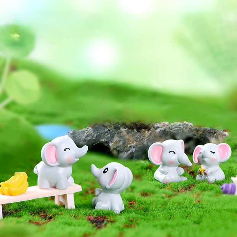 ZWIK Miniatures Set (4pcs) Cute Baby Elephant Miniature Figurines...