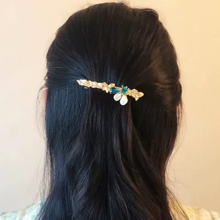 HBJWOV Amo Prosperity Floral Baroque Pearl Parallel Clip Horizontal Half Hair Top Female(E)