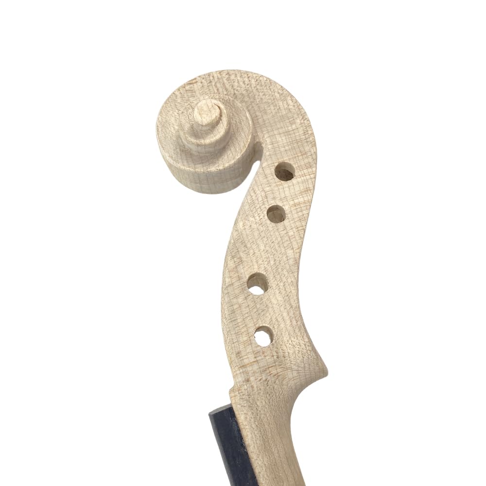 Violino Realizzato a Mano Senza Vernice - Taglia 4/4, Fondo Fiammato a Due Pezzi & Superficie in Abete, Legno Essiccato all'Aria, Fatto da Maestro Liutaio, Violino Bianco per Montaggio (Grano