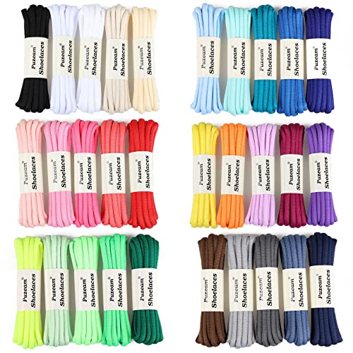 Image of 2 Pairs Oval Athletic Shoelaces 33 Colors 1 /4 inch Half Round Shoe Laces for Sneakers