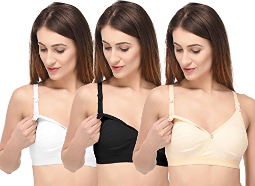 Image of Fabme Women's Cotton Non-Padded Wire Free Maternity Bra Multicolored