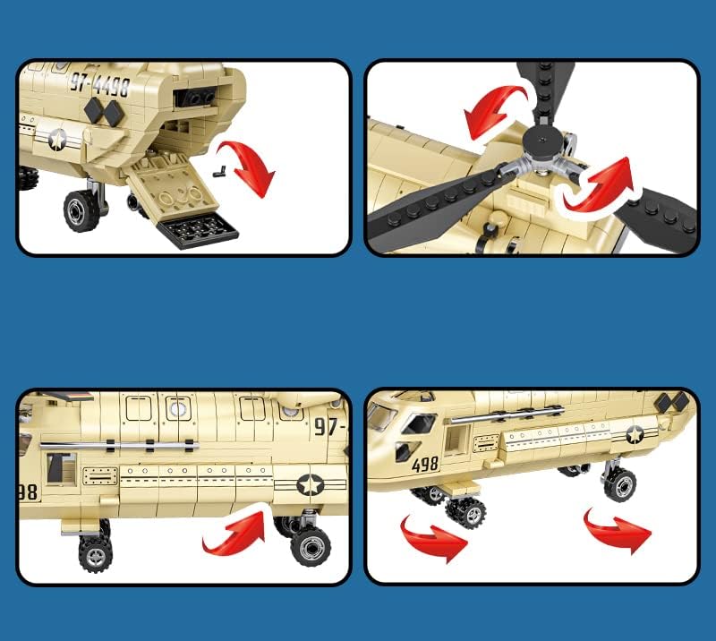 Miniatura 4 de CH-47 Chinook Transport Helicopter Military Army Aircraft Building Blocks Sets451 Pieces Gift for Adults and Kids