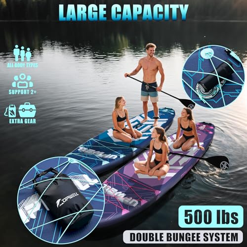 Image of UPWELL 11'6 inchx35 inch Extra Wide Inflatable Paddle Board, Stand Up Paddle Board for Youth & Adults, Stable Design, Premium SUP Accessories, 120L Backpack, 10L Dry Bag, Paddle, Leash, Hand Pump, US Fins