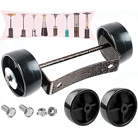 Upgraded Patio Heater Wheels-1 Brown Metal Bracket + 4 Black Wheels (2 Spare Wheels) One Size Fits All, For Gas Liquefied Gas Patio Heater Pulley,Replacement Universal Movable Wheel Easy to Move Cover