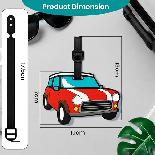 Image of Storite Pack of 2 Luggage Tags with Black Silicon Strap (Red)