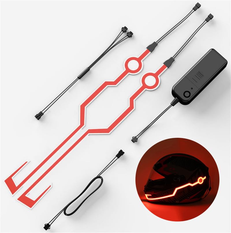 Image of Motorcycle helmet light strip,Helmet EL Light Bar,Helmet Cycling LED Sticker Light Night Riding Signal Helmet Light for Motorcycle Bike Helmet (red)