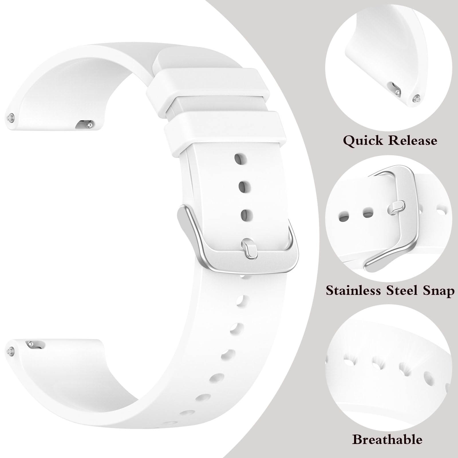 SUGARJAR Strap For Nerunsa P66D,22mm Silicone Band for Donerton T50S,T50H,Popglory P66,ENOMIR IDW19/LW51/LW11,TOOBUR IDW13/IDW16/IDW19/BW01,uaue T50S,Narcid P95/P66,TUYOMA LW36,WeurGhy Y6 - Image 3