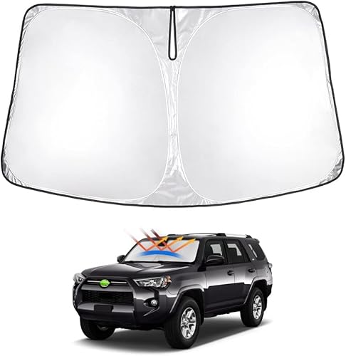 T TGBROS Parasol para parabrisas para Toyota 4Runner 2010-2023 2024, plegable, de poliéster, reflectante, para ventana, bloquea el calor y el sol