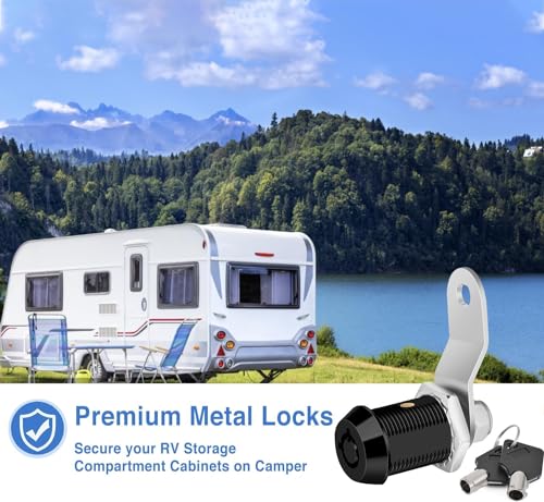 Image of Sissinda Black RV Storage Locks, 7 /8 inch Fits 9 /16 inch Max Door Thickness, Keyed Alike RV Compartment Locks (Black 7 /8 Inch 6Pack)