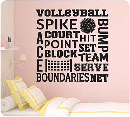 Juego de collage de refranes deportivos de voleibol de 24 pulgadas, diseño de espigas para servir en equipo, calcomanía de pared, mural artístico,