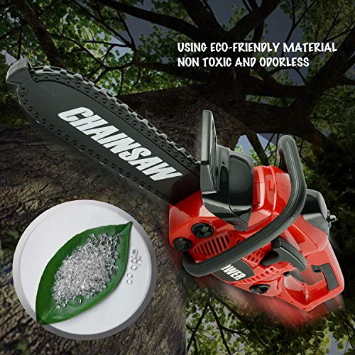 Toy Choi's Pretend Play Series Chainsaw Toy Tool Play Set, Outside Construction Work Shop Toy Tool Kit Outdoor Preschool Gardening Lawn Toy Gift for Kids Toddler Baby Children Boys and Girls