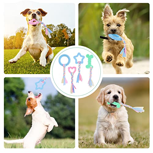 Cobee Welpenzahnspielzeug,4 Pcs Welpenspielzeug mit interaktiven Baumwollseilen zum Zahnen Kleiner Hunde,Gummi Welpenkauspielzeug,kleines Hundespielzeug für Hunde,beruhigt juckende Welpenkauspielzeug