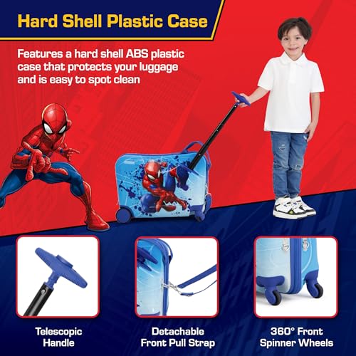 FUL Mala infantil unissex do Homem-Aranha, mala com rodas, carrinho de viagem com rodinhas rígidas,