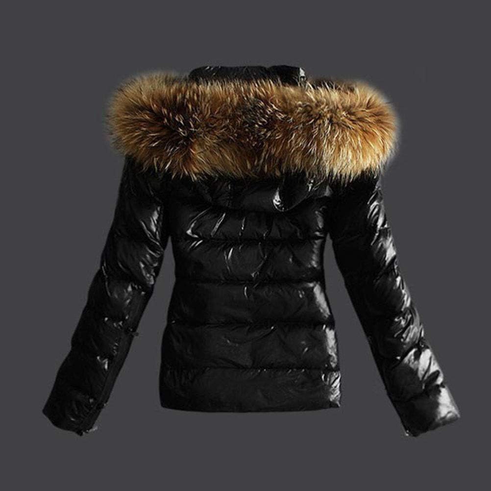 Piumino Invernale da Donna Moda Casual con Colletto di Pelliccia Piumino con Cappuccio All'aperto Antivento Impermeabile Piumino Lucido