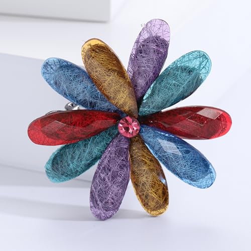 Image of Acrylic Flower-Shape Brooch Pin for Women Statement Brooch