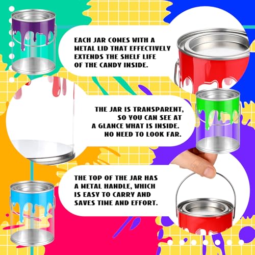 Image of Reallnaive 8 Pcs End of the Year Student Gifts Art Paint Party Favors Supplies Plus Size Clear Empty Paint Cans with Lids Plastic Buckets Transparent Containers for Treats Crafts, 4. 72 x 6. 1 Inch