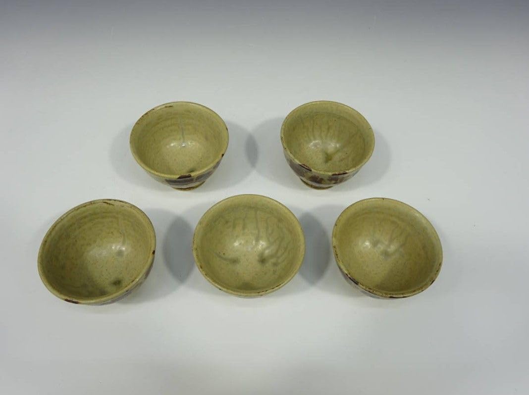 Amazon.co.jp: 益子焼 陶器 お茶碗 5客セット 共箱付き 煎茶揃