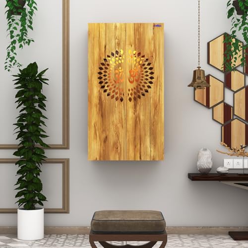Image of Anikaa Spirit Engineered Wood LED Light Wall Temple Puja Stand Pooja Modern Designe Temple Mandir for Office & Home Decoration - Giantwood (D.I.Y - Do-It-Yourself)