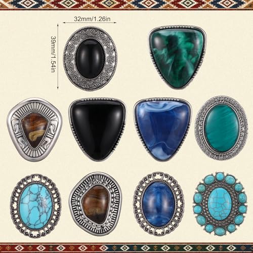 Image of 10 Pcs Bolo Tie for Men Women Western Cowboy Accessories Leather Necktie with Tiger Eye Stone Costume Accessories