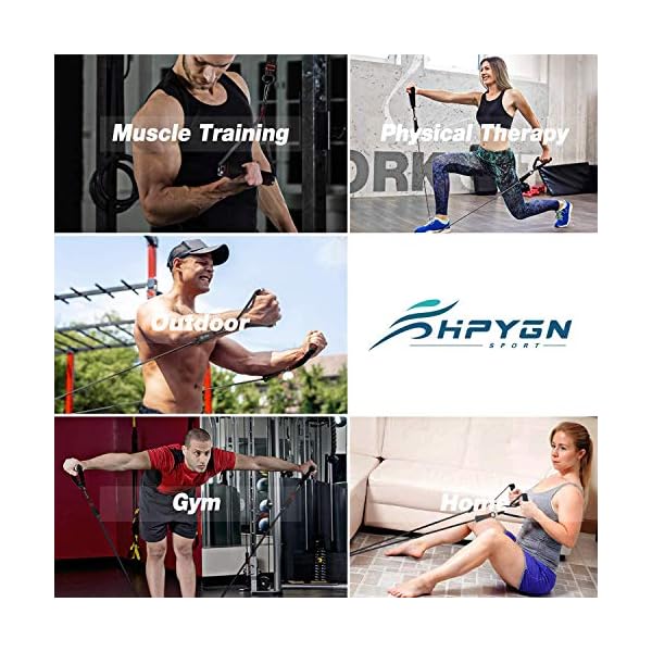 Resistance Band, Exercise Bands with Handles, Workout Bands, Fitness Bands with Door Anchor and Ankle Straps, for Heavy Resistance Training, Physical Therapy, Shape Body, Yoga, Home Workouts Set