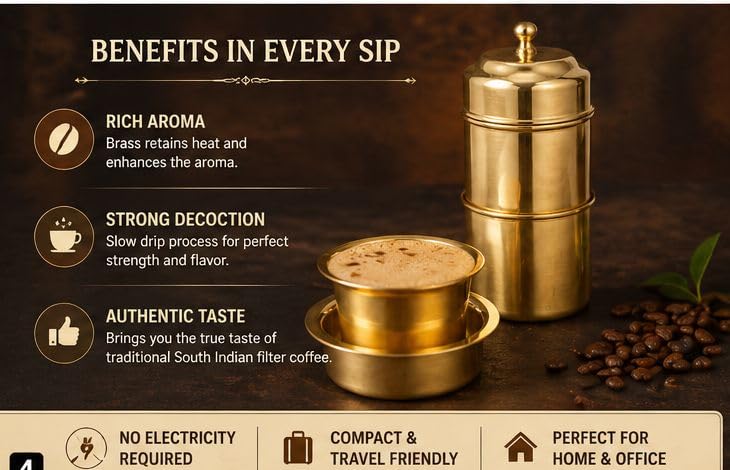 Image of Brass Filter Coffee Maker 160ml | South Indian Brewer
