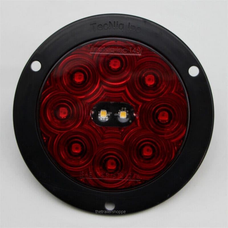 T45RWFA1 Red & White 4" Round Flange Stop Tail Turn & Back Up Light 10 T45-RWFA-1