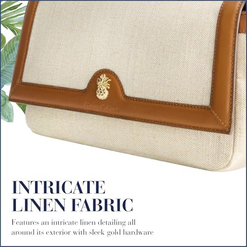 Tommy Bahama Flap Crossbody Bag, Women's Mini Handbag with Linen Design and Adjustable Shoulder Strap, Natural3